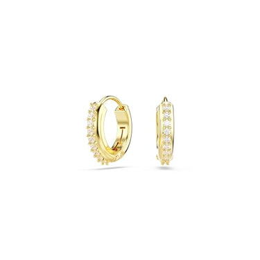 Swarovski Matrix Hoop Earrings, Round Cut, White, Gold-Plated on Sale